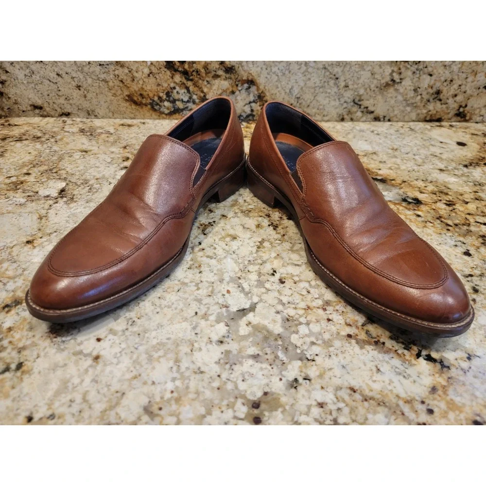 Cole Haan Grand.OS Shoes Mens US 9.5M Tan Leather Slip On Oxford Dress Casual